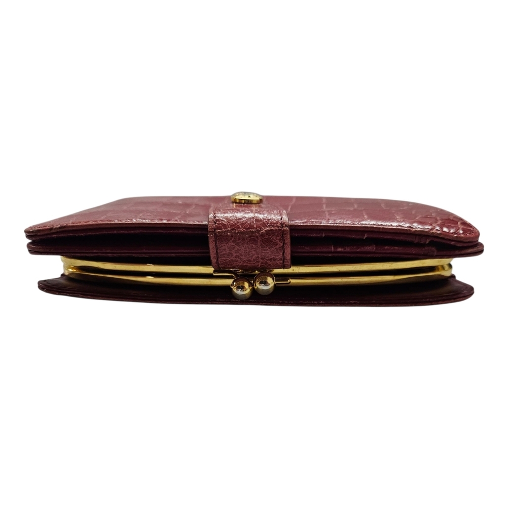 Miu Miu Kisslock Crocodile Embossed Leather Clutch Phone Wallet In Peony Pink - Picture 12 of 17
